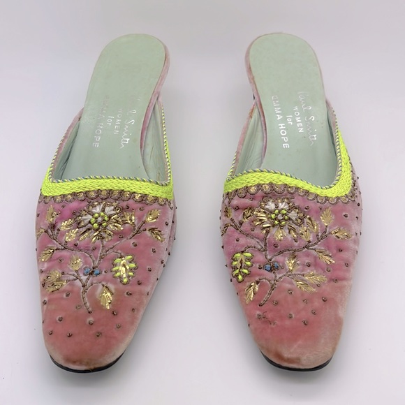 Paul Smith for Emma Hope Pink Velvet Embroidered Mule 37.5 - Picture 1 of 8